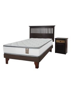 Cama Europea Chocolate Innova 1,5 Plazas + Muebles Berna